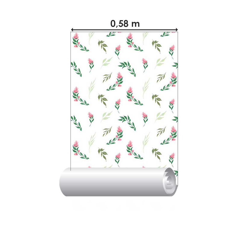 Rouleau de papier peint adhésif Clemmer, Rose, L 126 po x l 24 po