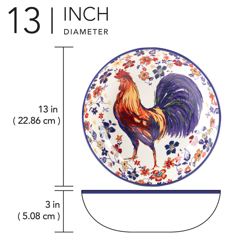 Bol de service Morning Rooster 13 po de diamètre x 3 po 128 oz