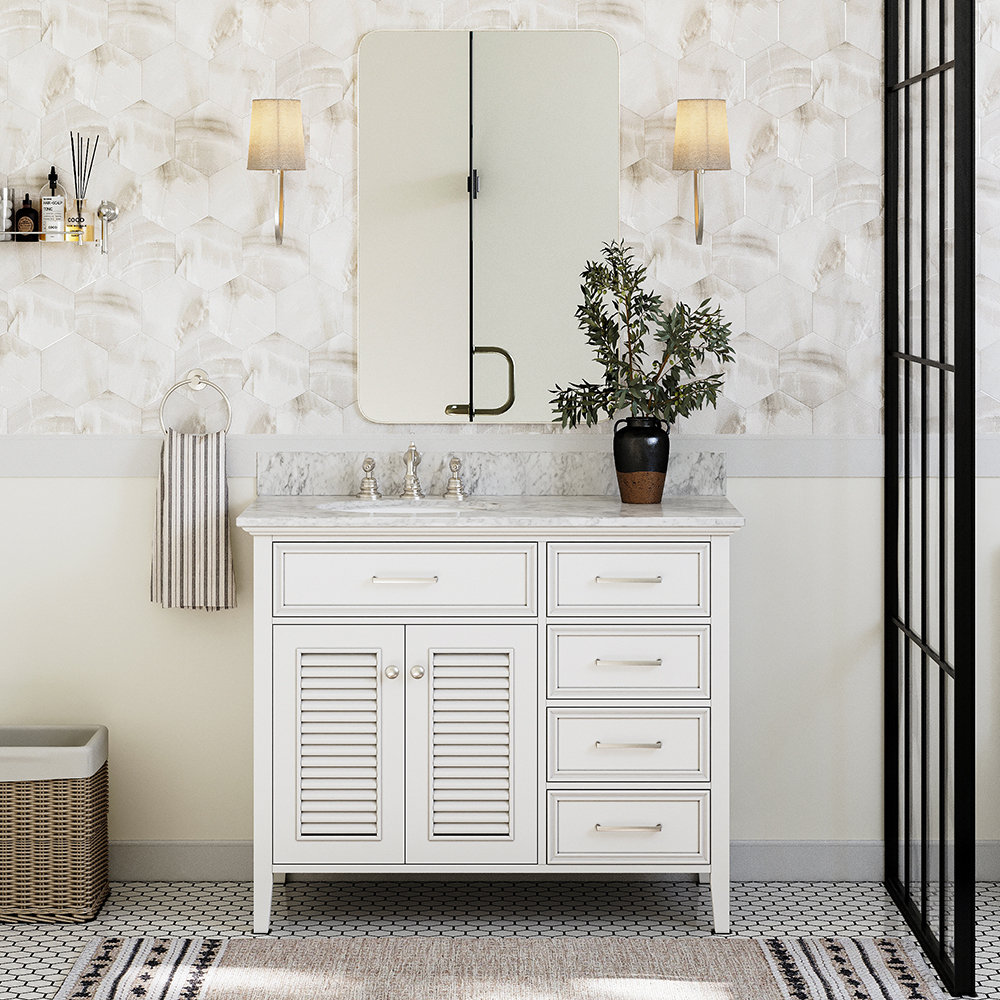 43'' Single Bathroom Vanity, Left, White