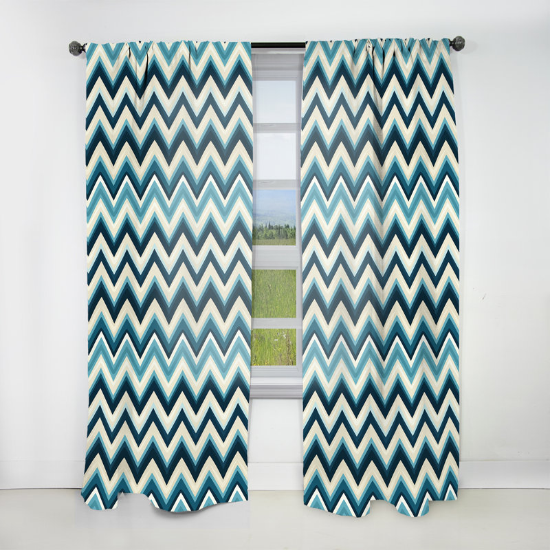 Geometric Chevron I - Rideau géométrique abstrait - Rideau obscurcissant à chevrons - 1 panneau, L 52 po x L 108 po