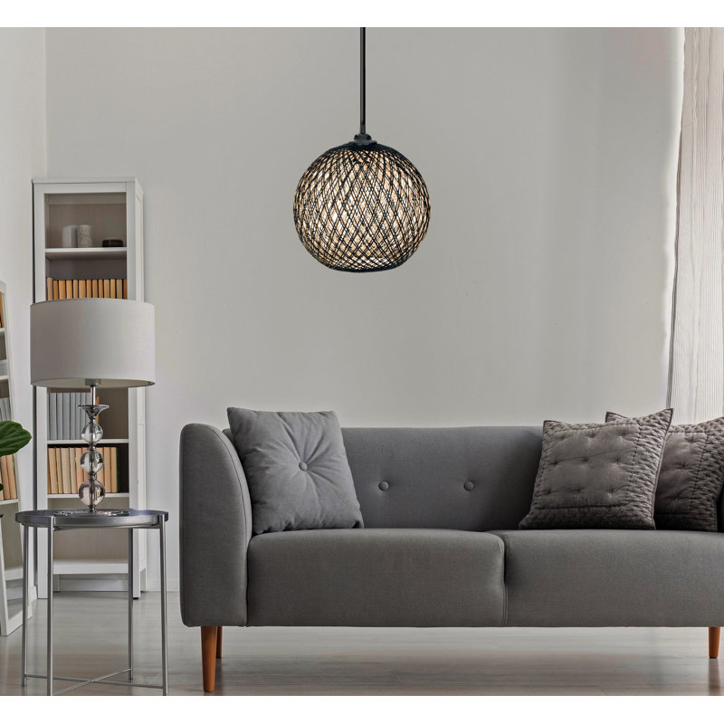 Lustre en jute fait à la main, style bohémien, 8,7 po x 9,4 po | Câble réglable, hauteur totale: 21,7 pouces | Douille E27, 40 W maximum | Parfait pour le salon, la chambre à coucher ou la salle à manger, solution d'éclairage unique et élégante