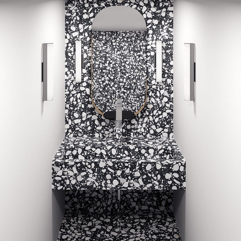 Terrazzo Italy Sacra 24x24 Honed Marble Tile, Sacra Black & White