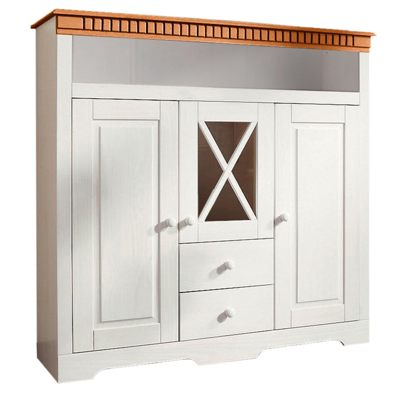Janicki 130 cm W Display Cabinet, White/Honey