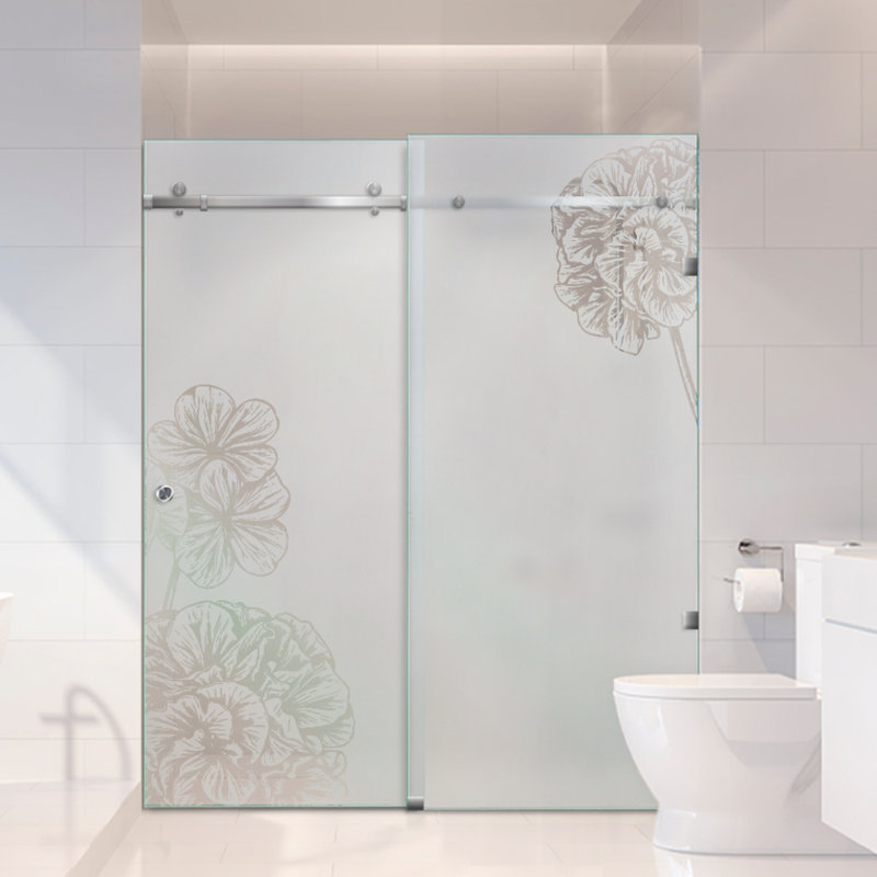 Portes de douche coulissantes en verre l 56 po x H 80 po, Gauche, Semi-privé