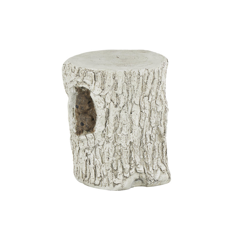 Tabouret de jardin blanc en oxyde de magnésium écureuil avec accents bruns