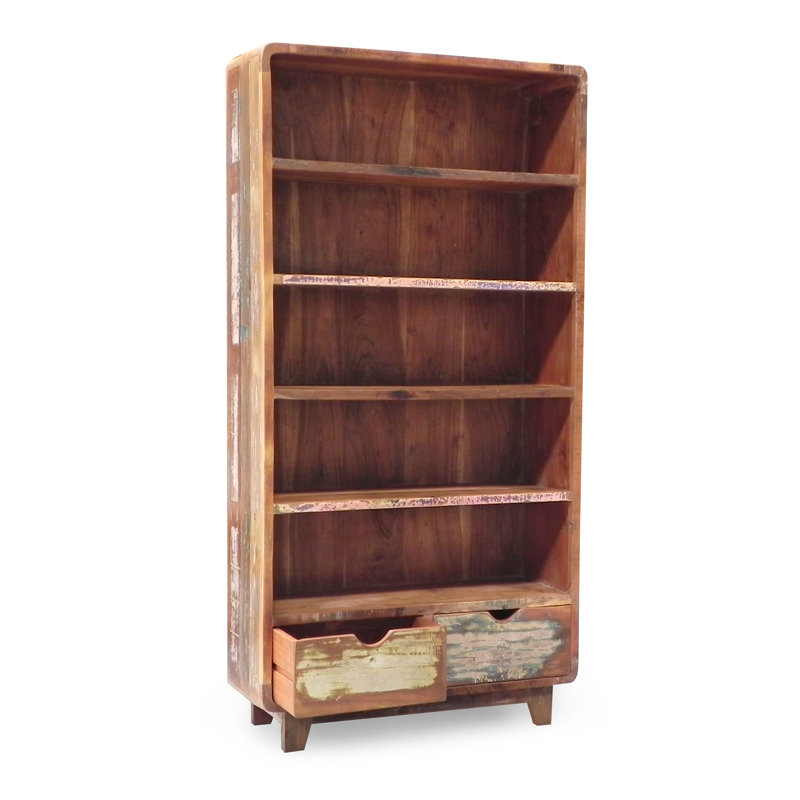 Paquette 180cm H x 90cm W Solid Wood Standard Bookcase, Brown