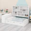Lit de jour en bois avec trois tiroirs, bureau, tablettes et lumières-136740557