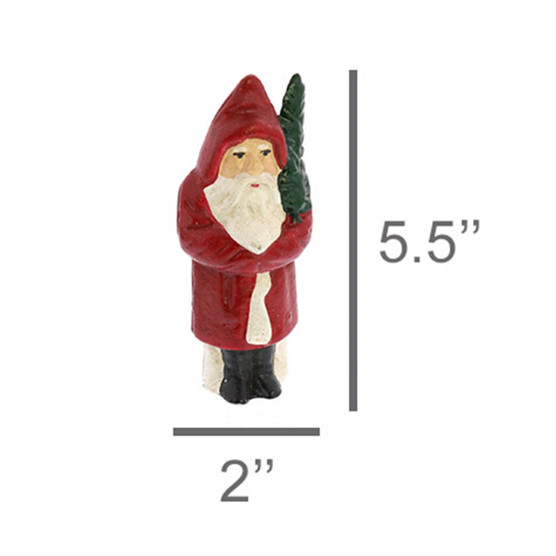 Père Noël avec arbre, H 5,5 po x l 2 po x P 2,5 po