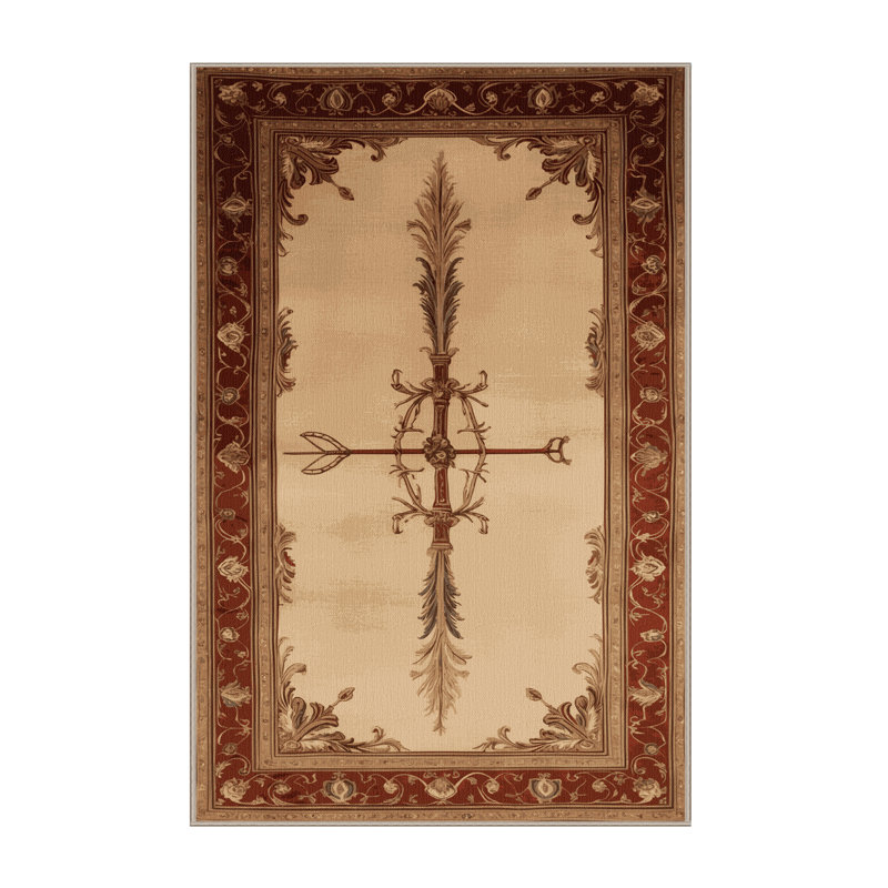 Tapis beige français lavable à la machine, Rectangle 6 pi x 9 pi