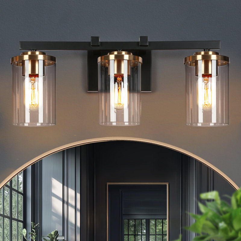 Marrina 3-Light Dimmable Black/Gold Bathroom Vanity Light, Black/Gold