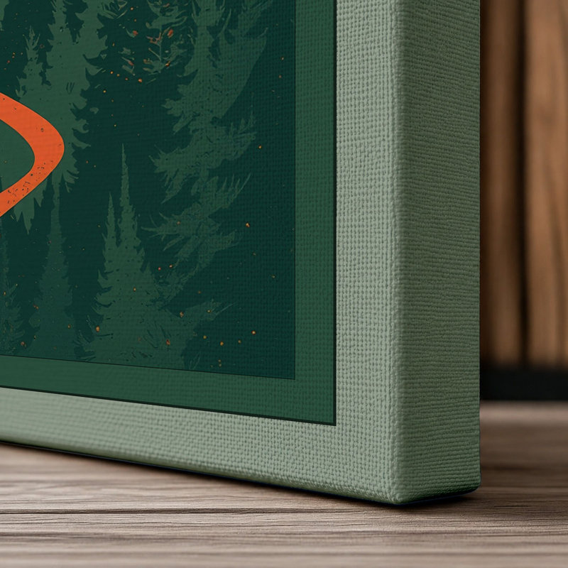 Sun Over Forest Path Minimalist - Wrapped Canvas, 18x12 - 45.7 x 30.5 cm, Sage Border
