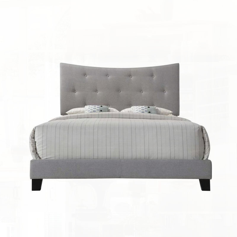 Grand lit gris en tissu