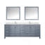 Meuble-lavabo double gris foncé 84 po X P 22 po D, plateau en marbre de culture, ensemble de robinet et Miroir