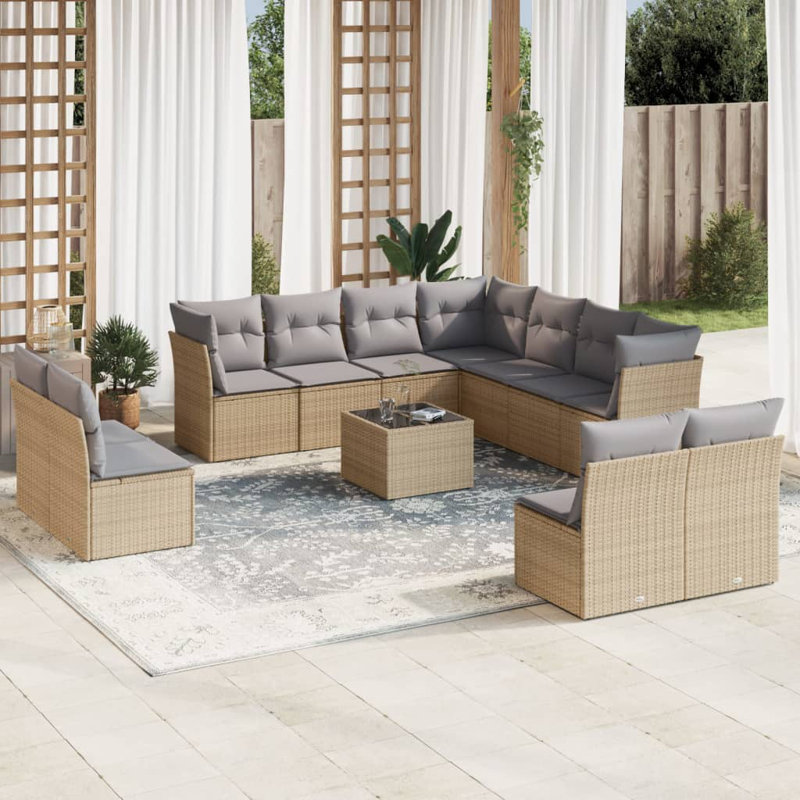  Garden Sofa Set Beige, Light Grey