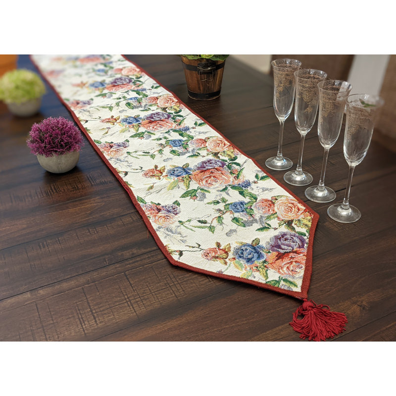 Baryal Floral Valentine's Day Tapestry Table Runner, 120" L x 0.50" W