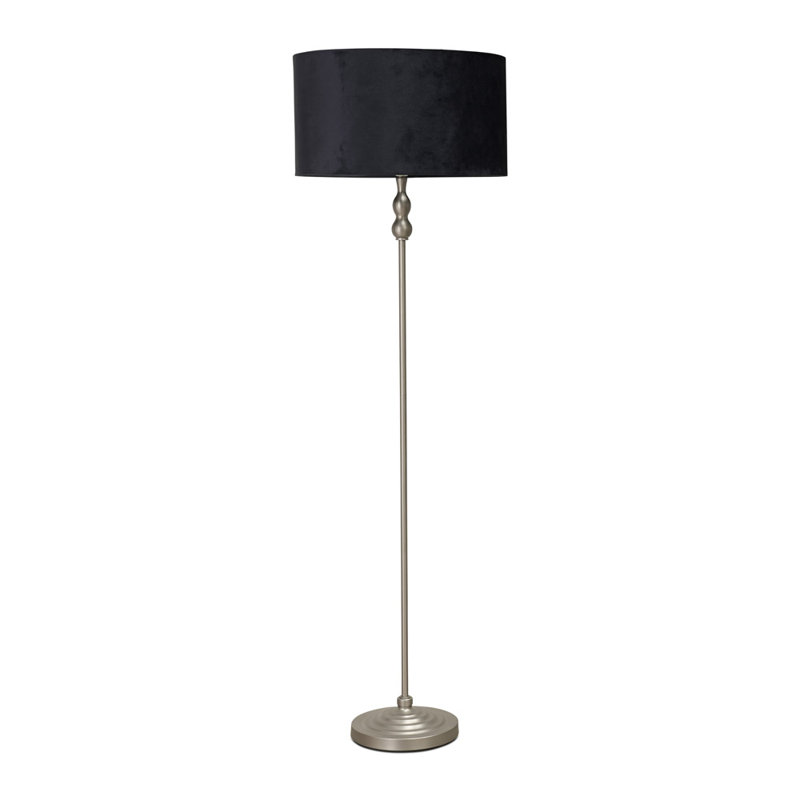 Reselva 151cm Traditional Floor Lamp, Black, Brushed Chrome Silver