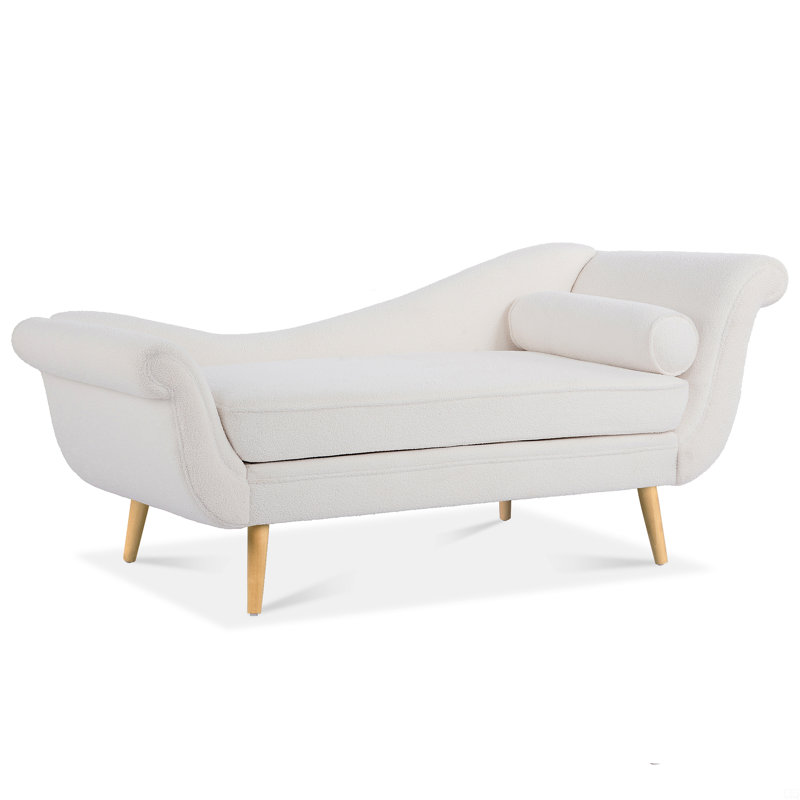 Chaise longue avec accoudoirs à volutes, Blanc