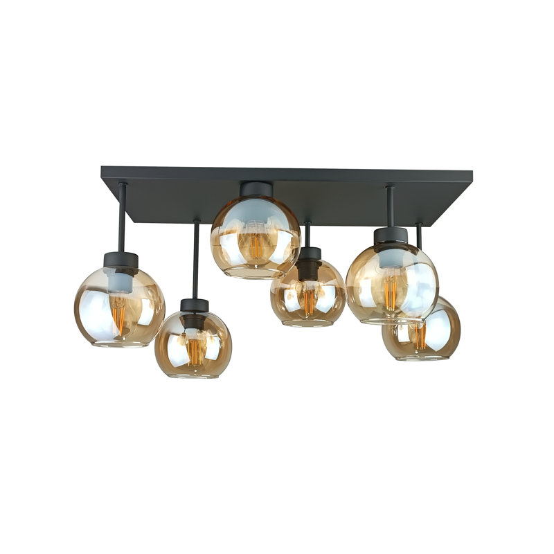 Alexender Glass Semi Flush Mount, Black, Honey