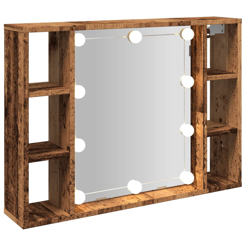 Ayarie 76mm W 55mm H Wall Mounted Required Framed Medicine Cabinet Mirror, Old Wood
