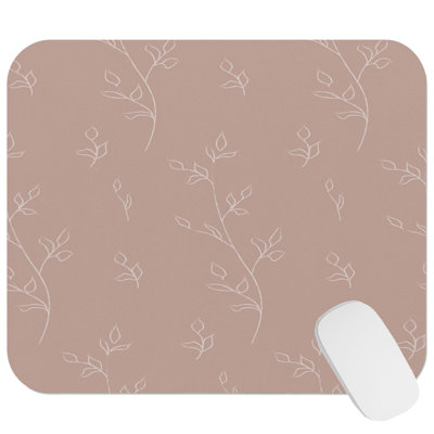 Botanical Neutral Muted Botanical IX Plants Modern Leaves Gaming Cute Office Laptop Desk Pad Gift Mat Square Rectangle Non-Slip Mousepad