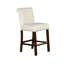 Tabouret de comptoir rembourré 2 beige - Argent mat, garniture cloutée beige, têtes de clou, pieds en bois massif