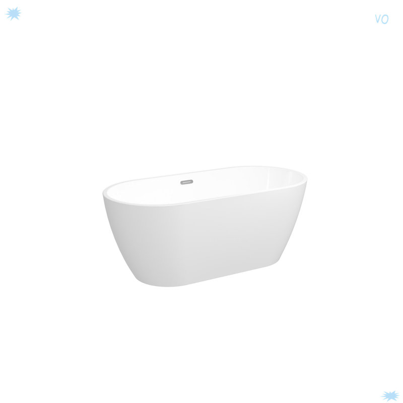 Baignoire de trempage autoportante en acrylique lustré 59 po avec trop-plein à fente classique et bonde Toe-Tap