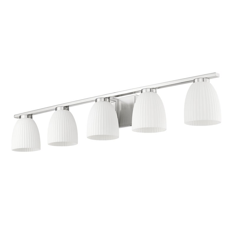 Mateo Modern Vanity, 5 Lights, Brushed Nickel, 6.5" H x 40" W x 6.5" D