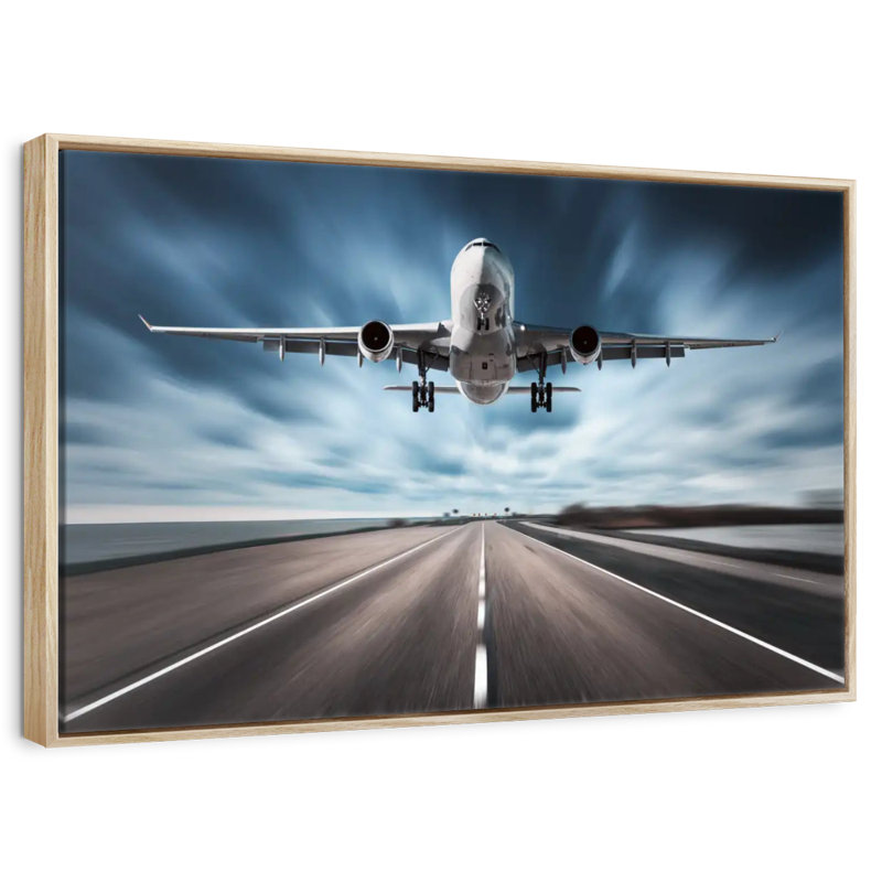 Avion de piste, Cadre flottant en bois naturel, 31 po x 21 po