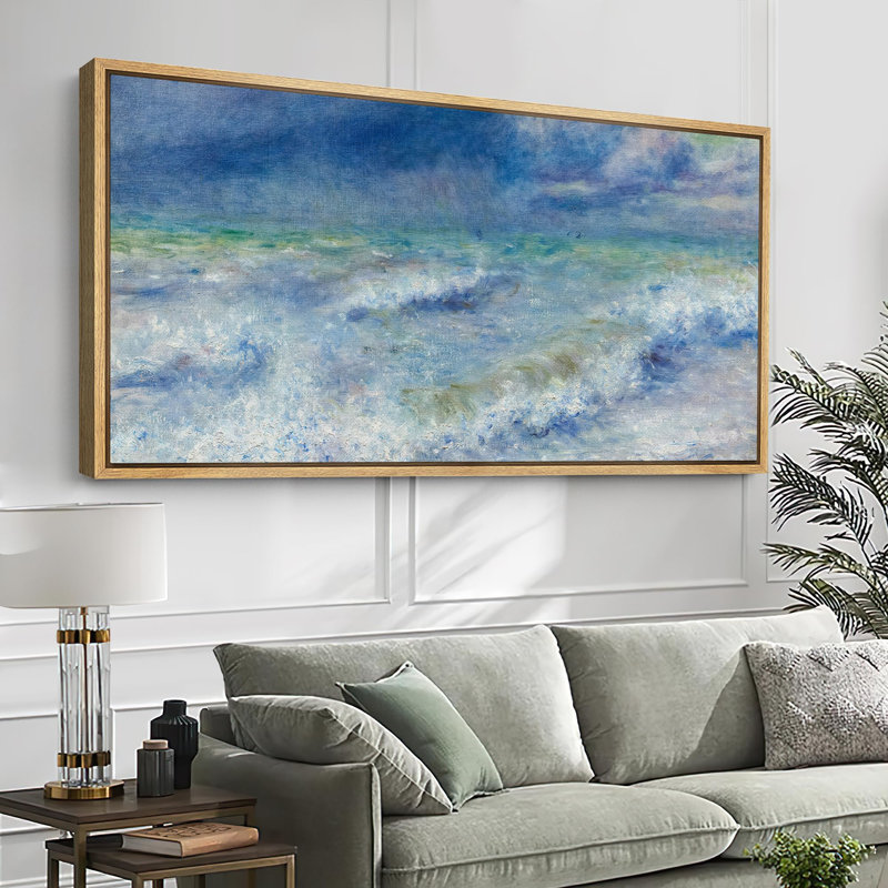 Coastal Beach Serenity At Sea An Impressionist's Vision, H 30 po x l 60 po, Naturel
