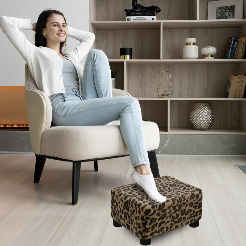 Petit repose-pieds avec repose-pieds 15,4 po avec repose-pieds pour le salon, la chambre et le bureau, brun
