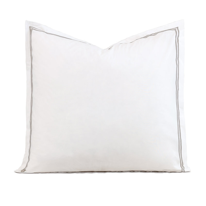 Enzo 100% Cotton Pillow Sham, White/Dove, Euro