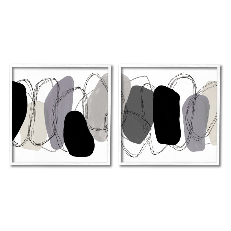 "Contemporary Contemporary Oblique Circular Scribble Outline" par Ruth Fromstein - ensemble de 2 impressions sur toile