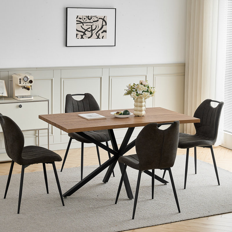 Upholstered Linen Dining Chair, Black, 4