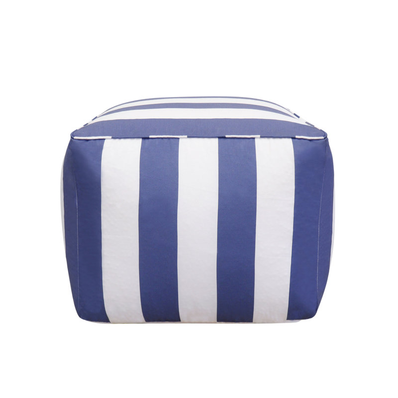 Galaxy Blue and White Striped Polyester Pouf