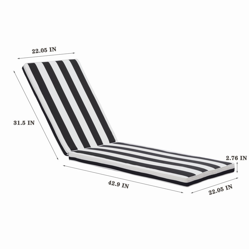 Remplacement du coussin de chaise longue d'extérieur en polyester 2 pièces Eddins, coussin de chaise longue de patio
