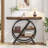 Stylish Industrial 4-Tier Entryway Console Table With Geometric Circle Metal Frame And Storage Shelves For Modern Homes