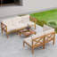 Ensemble de 6 meubles de patio en bois d'acacia avec coussins et table basse pour le jardin