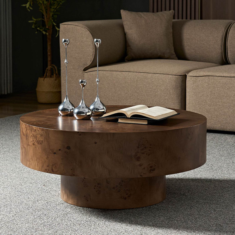 31.49" MDF Round Coffee Table, Walnut