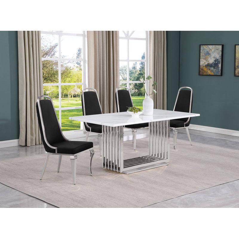 Ensemble de salle à manger Keyley, Noir / argent, 5, Argent