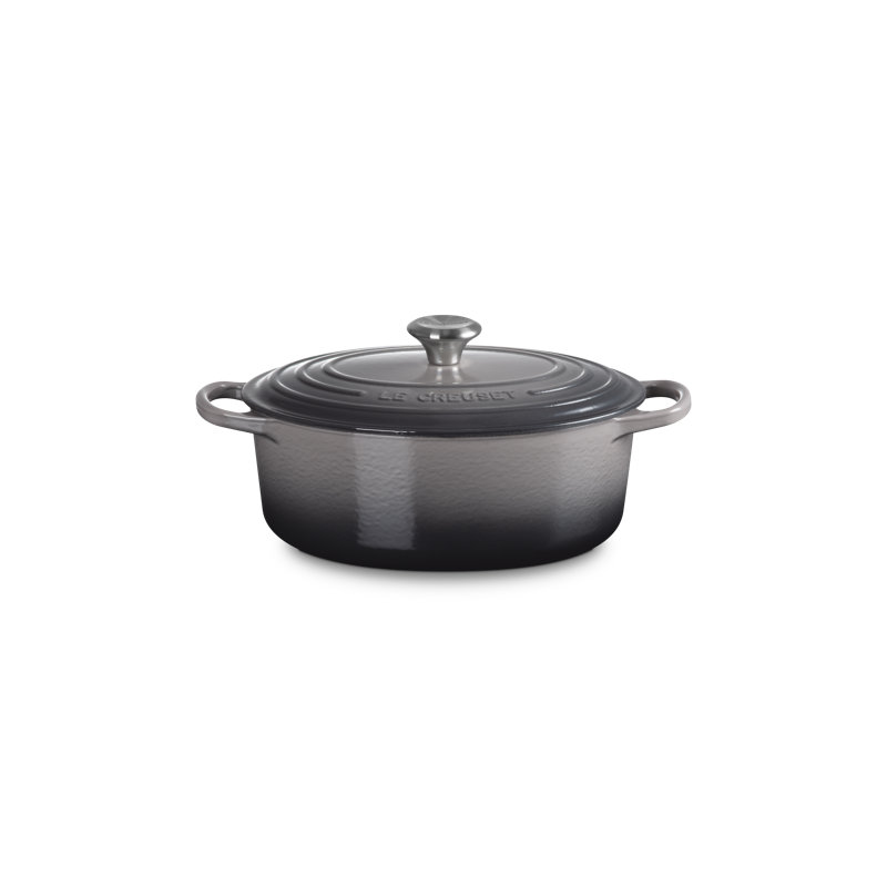 Le Creuset Enameled Cast Iron Oval Dutch Oven with Lid, Oyster/Silver, 2.75 quarts