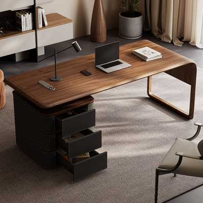 Bureau rectangulaire en bois manufacturé brun noisette