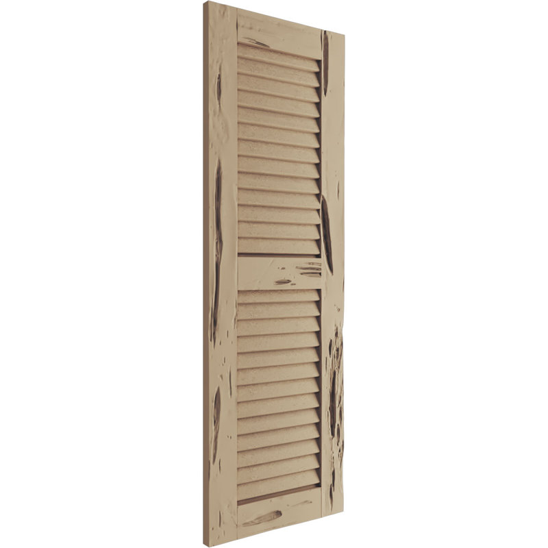 Deux volets rustiques en faux bois rustique (par paire), 52", Texture cyprès Pecky / brun clair apprêté, 15"
