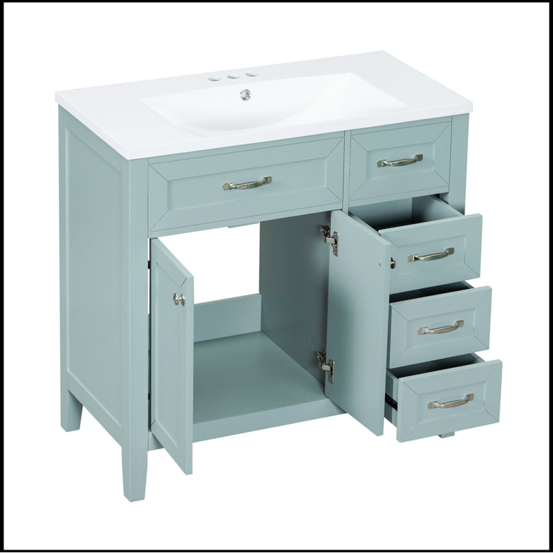 Meuble-lavabo simple avec plateau 35,98 po Savitt, Vert