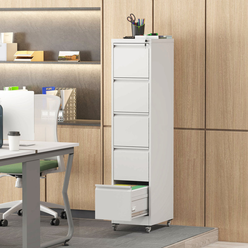 Metal Vertical File Cabinet, White