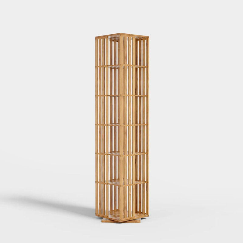 Bibliothèque rotative à 6 niveaux Bamboo, Nature