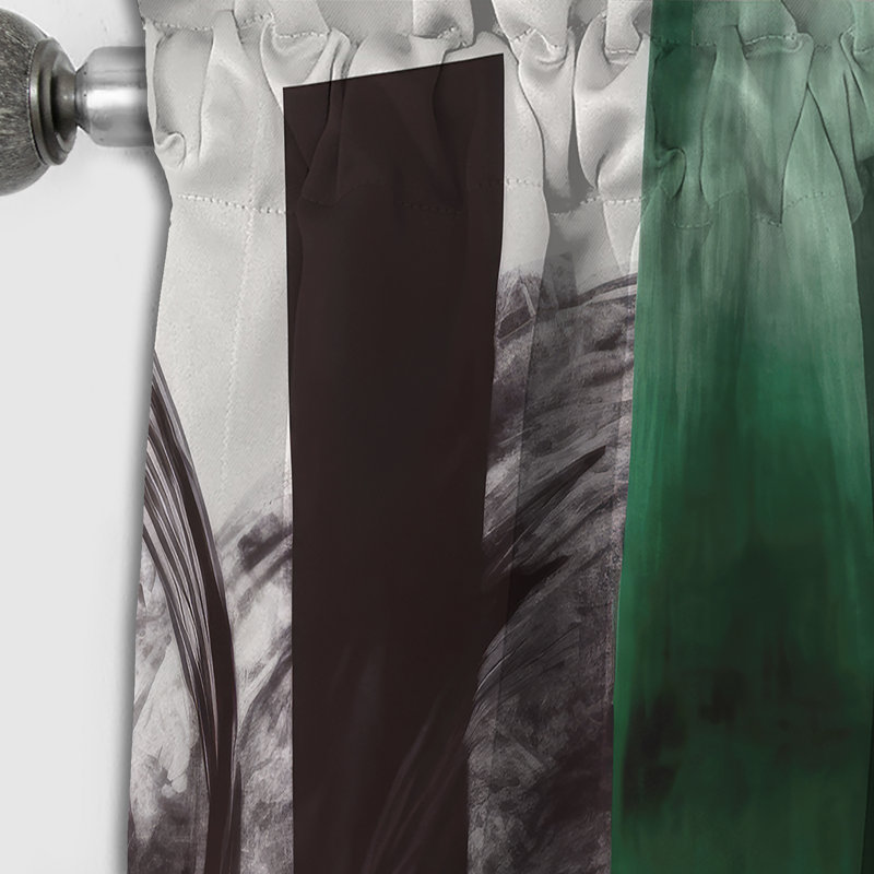 Moderne vert art déco VI - rideau occultant abstrait - 1 panneau, L 52 po x L 95 po