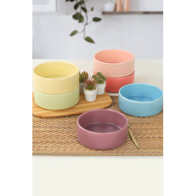 Durable Ceramic Bowl Set (6 Pieces), 5.5 in Diameter, 17.6 fl oz Capacity | 100% Ceramic Stoneware, Antibacterial, Easy Clean, Thermal Shock Resistant | Dishwasher & Microwave Safe, Perfect for Daily Use