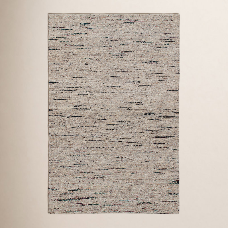 Tapis rayé fabriqué à la main en beige / noir, Rectangle 2 pi x 3 pi