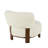 Polyester White Accent Chair with Brown Wooden Legs