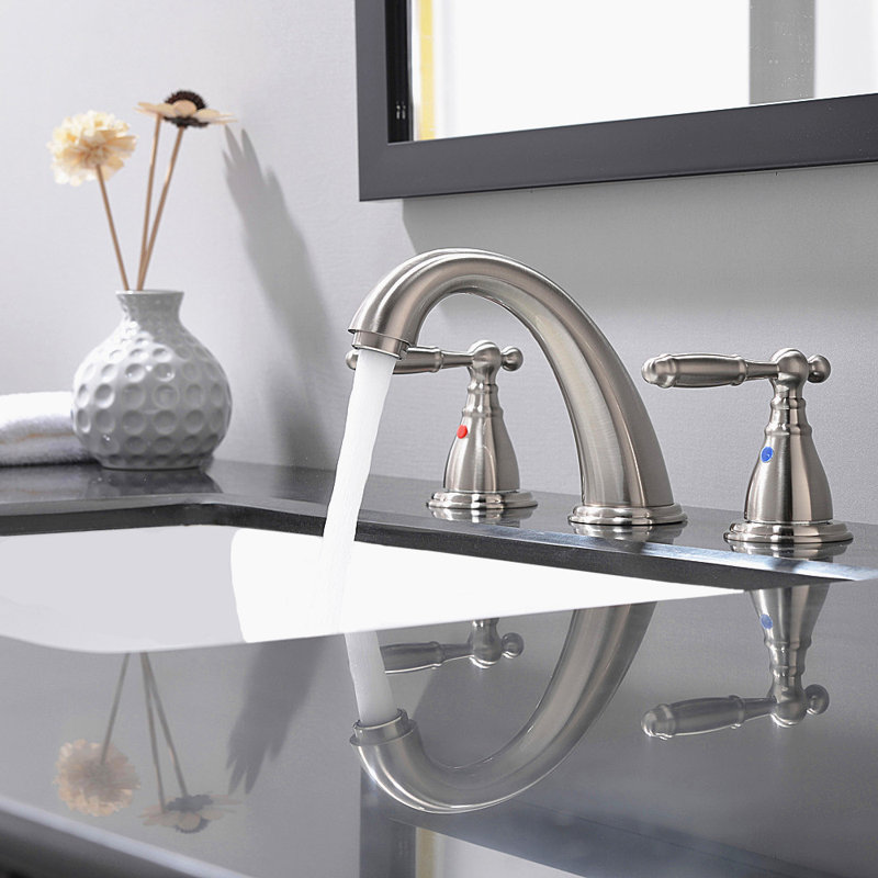 2-handle Bathroom Faucet with Drain Assembly, Brushed Nickel